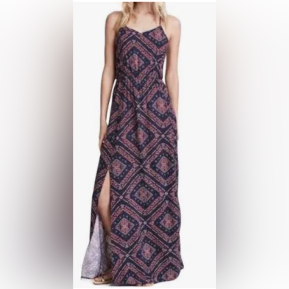 Divided Paisley Maxi Dress SZ 2 Summer Vacation Beach‎ Festival Boho Hippie Fun
